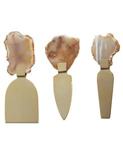 Juego de Queso Plateado de Metal de Nuevo Diseño con Mango de Ágata, Rebanador de Queso y Esparcidor de Queso para Uso en Restaurantes y Hoteles - Product Image 5