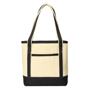 Durable Daily <b>Medium</b> Cotton Canvas Tote <b>Bags</b> Two-Tone Design Letters Long Zipper Eco-Friendly Reusable Advertising <b>Gift</b> - Product Image 1