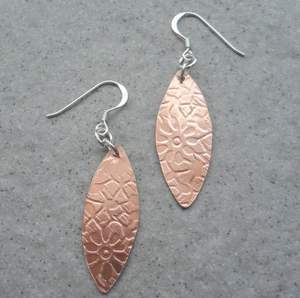 Tribal art copper earrings handcrafted for weddings with oxidized finished and traditional Indian fashion <b>inspiration</b> - Product Image 3