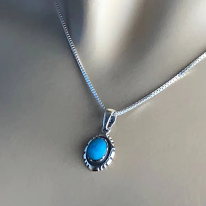 Sterling <b>Silver</b> Rhodium Plated <b>Necklace</b> with Genuine Turquoise December <b>Birthstone</b> Handmade Anniversary Gift for Her Natural Gem - Product Image 1