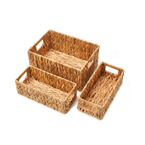 Ensemble de 3 paniers de rangement en jacinthe d'eau tressée avec poignées pour chambre de bébé, salle de bain, garde-manger, vente en gros du Vietnam - Product Image 2