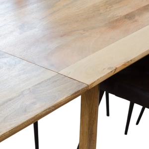 Asia Solid Mango Wooden Rectangular Shape Vintage Style Wood Legs Extension Feature Modern Industrial Dining Wide Dining <b>Table</b> - Product Image 6