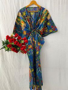 Caftan imprimé bloc fait à la main Caftan confortable coton Maxi robe indienne Floral robe d'été pour les femmes robes décontractées - Product Image 6