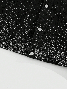 Personnalisé hommes rue vie strass chemise décontractée bouton avant sans manches poche décontracté Denim haut chemise strass personnalisation - Product Image 6