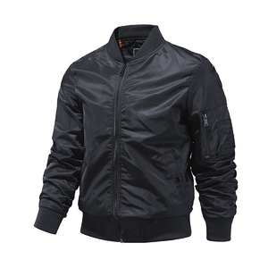 Chaqueta Bomber Informal a Prueba de Viento para Hombre, Chaqueta de Nailon y Algodón con Cuello Levantado de Un Solo Botón, Color Sólido, Primavera y Primavera de 2017 - Product Image 6