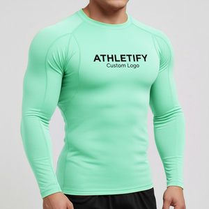 Rashguard pour hommes Logo personnalisé Chemise de compression à séchage rapide Maillot de bain athlétique Vêtements de sport confortables pour l'entraînement et le fitness - Product Image 1