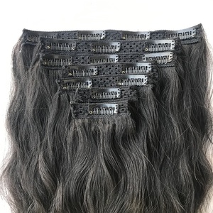 Wholesale <b>Cheap</b> Price on Natural Wavy Clip Ins Hair <b>Extensions</b> Premium Quality Single Drawn Wavy Clip Ins Human Hairs <b>Extensions</b> - Product Image 4