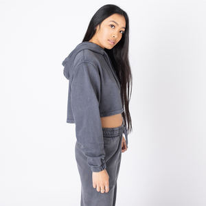 Pull à capuche court de haute qualité lavé à l'acide pour femmes haut de gymnastique de Fitness avec conception respirante pour l'hiver femmes sweat à capuche - Product Image 4