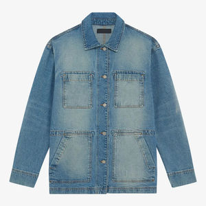 OEM Custom <b>Mens</b> <b>Jean</b> Denim Jacket Faded Effect Denim Cotton Coat Oversized Vintage Washed Denim Jacket - Product Image 5
