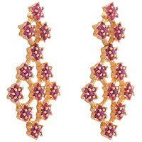 Collier et boucles d'oreilles Star Cluster Red cz Ruby parures de bijoux en plaqué or 18 carats pour femmes bijoux de mariage en diamant américain