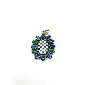 Pendentif Checker Pendentif en argent sterling 925 Pendentif de mode Pendentif de mariage Pendentif Bohême Argent 925 - Product Image 2