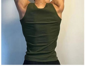 Camisetas sin mangas informales para hombre, diseño desgastado de calidad superior, patrón sólido personalizado, transpirable, 100% algodón, servicio OEM - Product Image 4