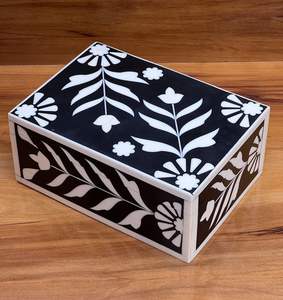 Handcrafted Art Deco Bone Inlay Jewelry <b>Box</b> Velvet Lining Environment-Friendly Luxury <b>Storage</b> Case for Anniversary Easter Gifts - Product Image 3