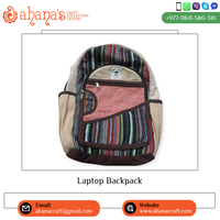 Sac à dos pour ordinateur portable de style japonais, fabriqué au Népal, en coton/cannage, fermeture éclair, capacité de 36 à 59 L, 15 pouces, pour adultes, exportateur népalais