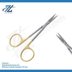 Tijeras de operación Iris Manual de acero inoxidable recto 11,5 cm Tc insertos CE certificado Clase I fabricante Pakistán - Product Image 2
