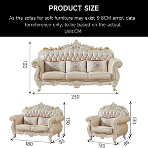 Meubles de salon élégants et somptueux, canapé de salon familial en cuir doré de luxe pour villa - Product Image 5