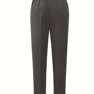 Pantalones informales versátiles con cintura elástica para mujer, pantalones cónicos de Color sólido de Bangladesh, bolsillos dobles, estilo frontal plano para oficina de trabajo - Product Image 3