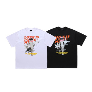 Camiseta de algodón 100% de manga corta con cuello redondo, estilo vintage, holgada, con estampado gráfico personalizado DGT, lavado ácido, de alta calidad para hombre. - Product Image 5