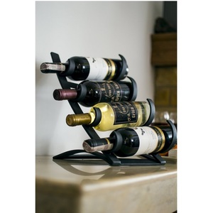 Precio más barato, estante de botella de vino de mesa negro completo, soporte de almacenamiento de vino de Metal para decoración de Bar restaurante - Product Image 1