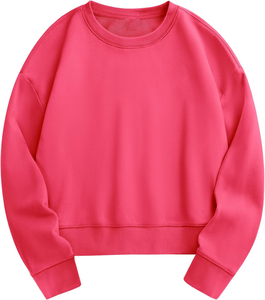 2025 tendance recadrée femmes sweat à capuche 100% coton éponge polaire hiver avant Logo surdimensionné à manches longues - Product Image 4