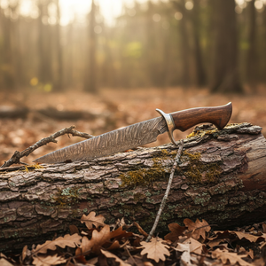 Cuchillo de caza de acero D2 hecho a mano personalizado con mango de madera, cuchillo Bowie de alto pulido con Funda de cuero. - Product Image 3