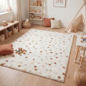Alfombra Rectangular de Felpa de Poliéster Netline Home Moodi Shaggy Crema/Terra Biscotti para Sala de Estar, Dormitorio y Pasillo - Product Image 2