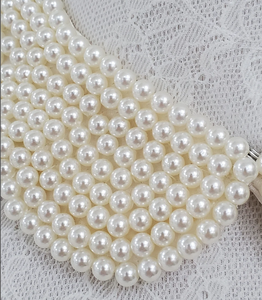 Cream <b>Beaded</b> Collar <b>Necklace</b> with Faux Pearls, Detachable Collar Fringe <b>Beaded</b> <b>Necklace</b> Fringe <b>Beaded</b> Bandana - Product Image 2