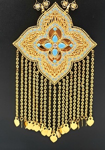 Recién llegado, conjunto de collar largo chapado en oro de 24 quilates, colección árabe, joyería fina para bodas - Product Image 2