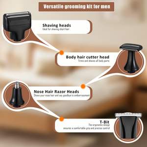Kit de Afeitado Eléctrico Recargable Inalámbrico 4 en 1 para Hombre, Afeitadora de Espalda Impermeable, Recortadora con Mango Ajustable y Cuchillas de Cerámica para Vello Corporal - Product Image 1