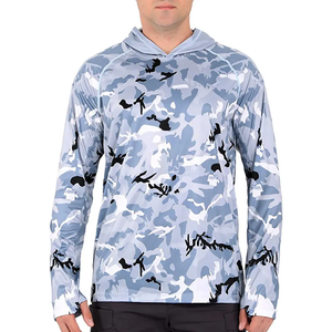 Alta calidad con capucha logotipo personalizado camuflaje secado rápido protección Uv manga larga OEM y ODM servicio pesca camisas con capucha - Product Image 1
