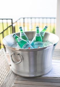 Cubo de champán enfriador de vino de acero inoxidable con logotipo personalizado con mango medio, bañera de bebida de Metal para fiesta de Bar - Product Image 6