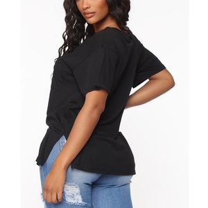 Camiseta de Cuello Redondo Color Lavanda para Mujer, Algodón Suave, Estilo Americano y Británico, Top Minimalista, Transpirable, Ecológico, Corte Regular, Informal y Bonito - Product Image 2