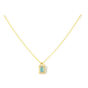 Collier octogone en topaze bleue: pendentif en argent sterling avec pierres précieuses, pierre de naissance de décembre - Product Image 1