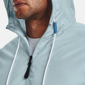 Veste de pluie unisexe en toile avec fermeture éclair |   Capuche coupe-vent imperméable |   Vêtements de sport légers de couleur bleue pour l'extérieur - Product Image 4