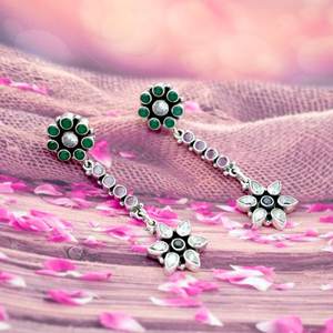 ต่างหูเม็ดกลมสีเงินสเตอร์ลิง925พร้อมไข่มุกทับทิมธรรมชาติมรกตเครื่องประดับอัญมณีที่ไม่เหมือนใคร - Product Image 3