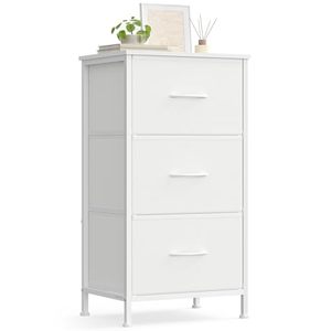 Commode de chambre <span class=keywords><strong>SONGMICS</strong></span> à 3 tiroirs en acier, MDF et tissu non tissé, pour entrée ou salon, montage facile, blanc neige nuage - Product Image 1