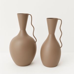 Nordic Minimalist Ribbed Flower <b>Vase</b> Unique Geometric Matte Green Metal <b>Vase</b> for Aesthetic Home <b>Decoration</b> Metal Flower <b>Vases</b> - Product Image 6