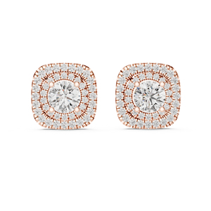 Boucles d'oreilles pendantes en or rose 14 carats avec diamants de laboratoire |   Tenues de Fête de Mariage et de Fiançailles pour Femmes |   Boucles d'oreilles de luxe en or certifiées IGI |   Nouveau - Product Image 1