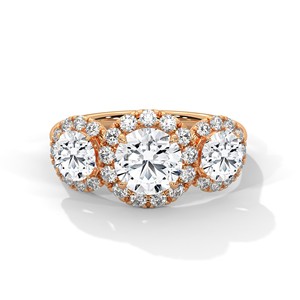 Bague Halo à 3 Pierres en Argent Sterling 925 avec CZ Rond Brillant de 1,0 ct, Bague de Fiançailles Élégante, Bague de Promesse de Mariage pour Femme, Cadeau - Product Image 3