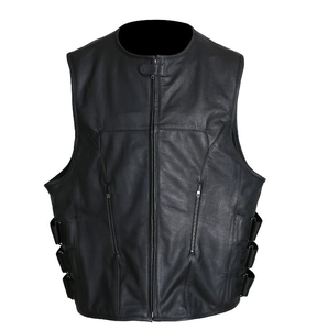 Gilet en cuir véritable pour homme sur mesure, veste sans manches décontractée d'hiver, respirante, noire, veste de moto, OEM en gros, Pakistan - Product Image 6