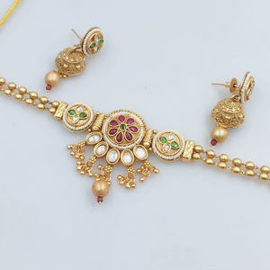 INDIAN TRADITIONAL and FASHIONABLE COPPER <b>JEWELLERY</b> BRIDAL WEDDING <b>JEWELLERY</b> <b>SET</b> for WOMEN EARRINGS and NECKLACE <b>SET</b> - Product Image 1