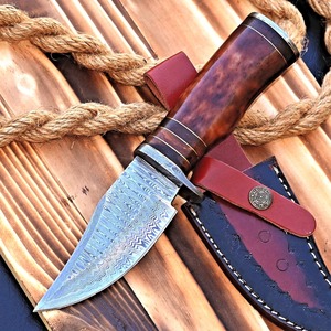 Cuchillo de caza de acero de Damasco forjado hecho a mano personalizado mango de hueso cuchillo de Camping de hoja fija compatible con OEM grado Industrial - Product Image 2