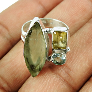 Malachite naturelle Améthyste Gemme Artisan Look Style Ethnique Bague Unique Argent Sterling Oxydé 925 Bijoux Indiens Faits à la Main - Product Image 3