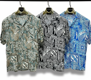 Chemise à manches courtes pour homme, motif floral moderne, coupe décontractée, tissu satiné, respirant, séchage rapide, élégante, décontractée, pour les vacances d'été - Product Image 3