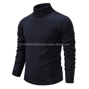 Sudadera de cuello alto para hombre de otoño, jerséis de punto de invierno, Jersey cálido para hombre, Top holgado de Color sólido - Product Image 2