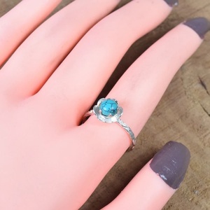 Azul turquesa 925 plata esterlina piedra preciosa diseñador anillo diciembre piedra natal regalo de Navidad joyería - Product Image 4