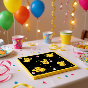 Tovaglioli per feste Pokemon 33X33Cm 16 pezzi Design Pikachu nero per le celebrazioni - Product Image 3