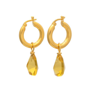 Pendientes de plata de ley 925 con forma de trillón, piedra preciosa de citrino Hydro, novedad - Product Image 1