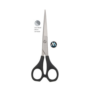 Ciseaux de barbier avec manche en plastique, lame micro-dentelée - Product Image 1