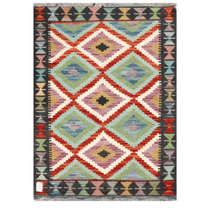Alfombra Kilim de Maimana, Afganistán, 119 x 86 cm, Tapiz para Colgar en la Pared - Product Image 1